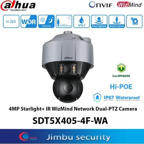 Dahua 4MP Dual-PTZ Camera SDT5X405-4F-WA Hi-PoE H.265 Encoding Starlight+ IR WizMind Network 5x optical zoom IP67