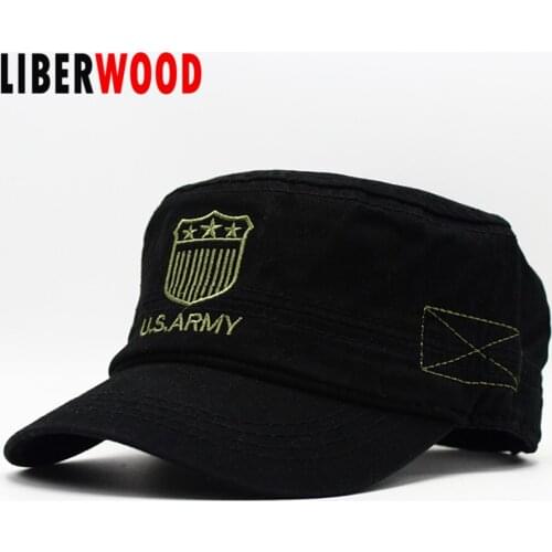 LIBERWOOD U.S. ARMY tactical hat cap men cotton flat top cap US USA ARMY hat unisex