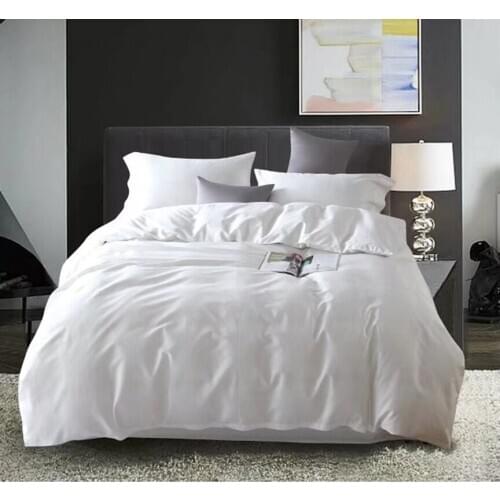 New 60S luxury bedding set queen/king size Tribute silk bed set 4pcs Solid duvet cover bed sheet sets white black pink blue