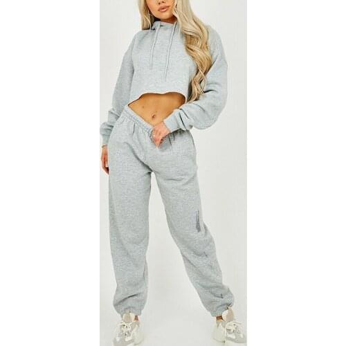 Sexy Fleece Two Pieces Set Women Hooded Short Sweatshirts And Elastic Jogging Pant Suit 2021 New Fashion Female Solid Tracksuits