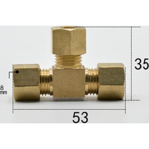 Brass Tee 3 Way Commpression Fitting Union Connector Fit Tube OD 8mm Water Gas Fuel