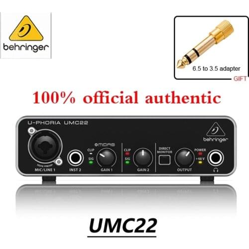 Hot Sell Promotion BEHRINGER UMC22/ BEHRINGER UM2 Microphone Amplifier Live Recording External Sound Card USB Audio Interface