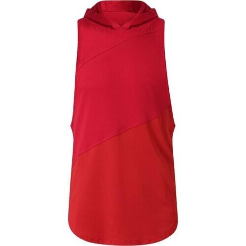 Gym Clothing Mens Bodybuilding Hooded Tank Top Cotton Patchwork Mesh Sleeveless Vest Sweatshirt Fitness Workout Sportswear Male