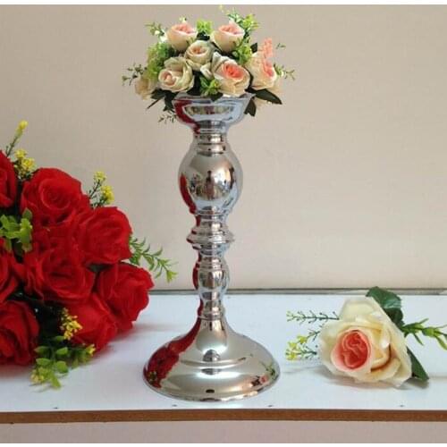 Metal Candle Holder Silver Candlestick Pillar Holder Wedding Party Centerpieces Flower Holder Decorative Dining Table Decor