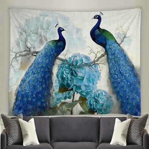 Chinese Peahen Printing Decorative Wall Art Tapestry Wall hanging Dorms China Bird Tapestries Beach Throw Towel Table Cloth