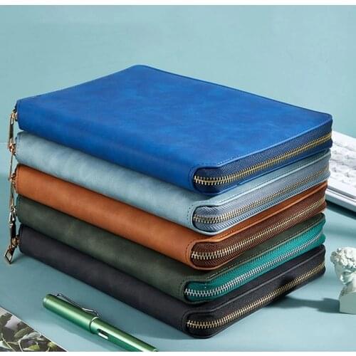 Personalized Pu Leather A5 Notebook Diary Schedule Working Journal Binder School Supplies Zipper Notebook with inner Pages