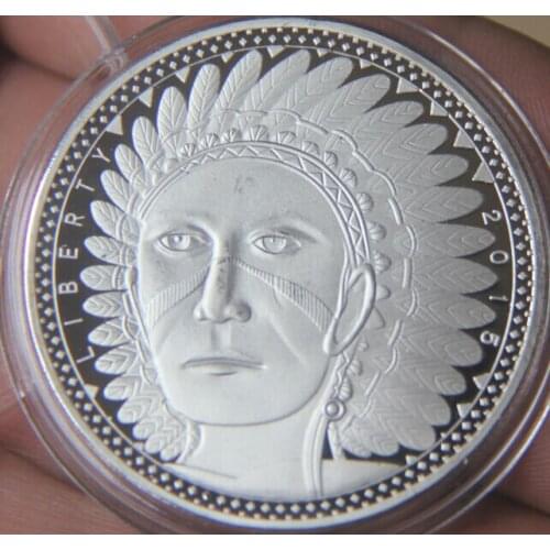 Silver Plated Indian North American League Commemorative Coin Badge Medal Souvenir Party Arts Gifts Souvenir