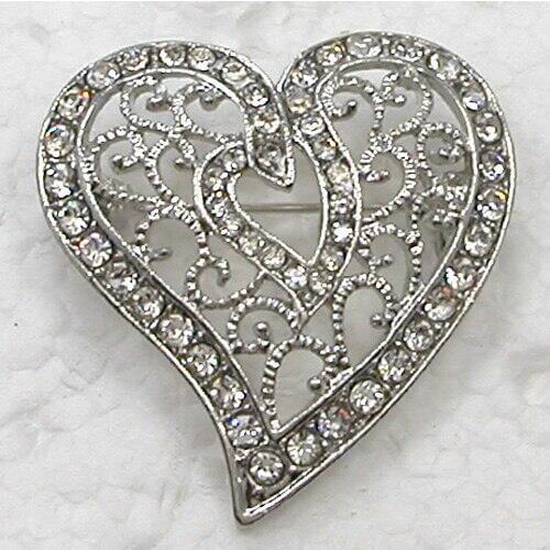 Clear Rhinestone Heart Pin brooches C406 A