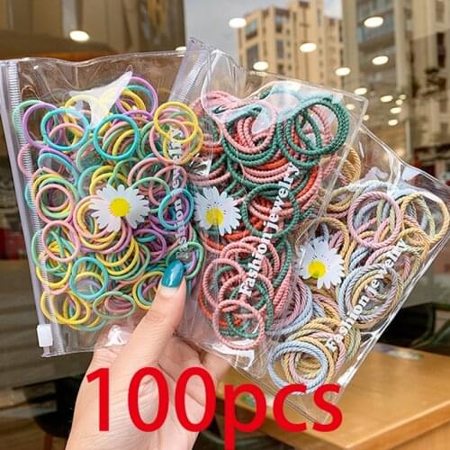 100/50/1 Pcs Korean Women Hair Scrunchies Elastic Rubber Hair Bands Stripe Solid Color Hairband Girls Hair Accessories Gifits