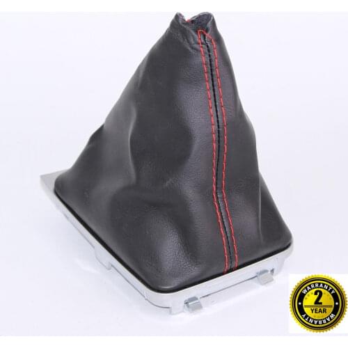 For VW Golf 7 a7 mk7 GTI GTD 2013 2014 2015 2016 2017 car-styling Gear stick shift knob black leather boot with red thread