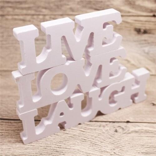 DIY Natural Wooden Crafts Scrapbook White Wood Letter Alphabet Wedding Party Home Decoration Wall Art Ornaments