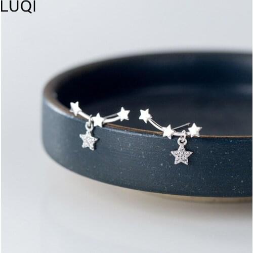 S925 silver zircon five-pointed star fashion sweet temperament earrings 88543