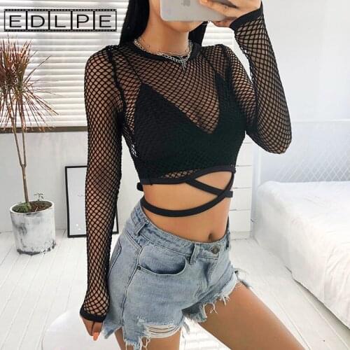 Mesh Cut-out Bandage Sexy Perspective T-shirt Super Unif E Girl Fishnet Top Y2k Accessories Harajuku Corset Top Camisetas Mujer