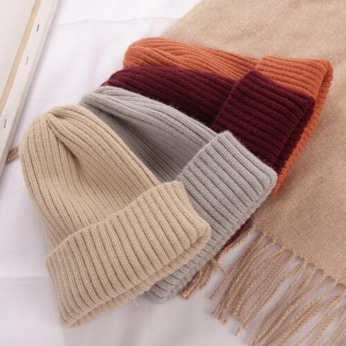 New Candy Colors Winter Hat Women Knitted Hat Warm Soft Trendy Hat Kpop Style Wool Beanie Elegant All-match Hat