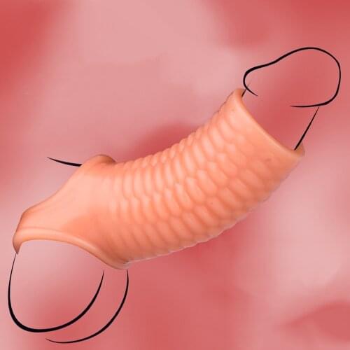 Silicone Reusable Penis Sleeve Penis Enlargement Enhancer No Vibrators Adult Sex Toys For Men Sex Shop