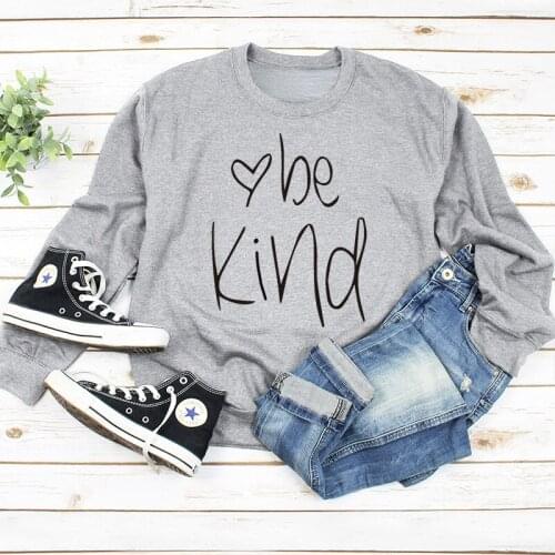 Skuggnas New Arrival Be kind sweatshirt slogan religion Hipster Christian Bible baptism heart graphic Jumper Cotton Sweatshirt