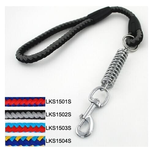 Pet Products Dog Supplies Leads 2 color Nylon 15mm Short Round Strap Traction Rope ALloy Spring Knitting Lead 4pc/lot