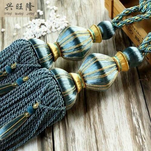 XWL European 1 Pair Rayon Curtain Hanging Belt Window Curtain Accessories Strap Tassel Fringes Tiebacks Buckle Hanging Ropes