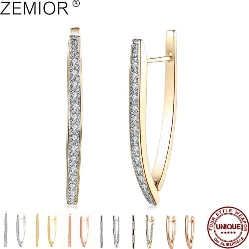 ZEMIOR Stud Earrings Hot Luxury V Shape Cute Earrings Cubic Zirconia Earrings For Women Fashion Jewelry Wedding Engagement Gift