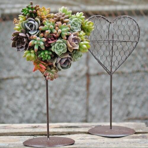 Iron Wire Heart Shape Stand Succulent Pot Standing Planter Plant Holder 17cm