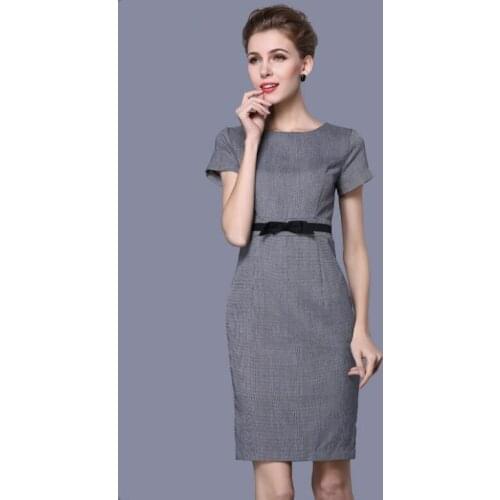 Dress Women Gray Summer Maxi dress Office Mini Party Slim Sleeveless O-Neck High Quality Ladys Clothing Free Shipping