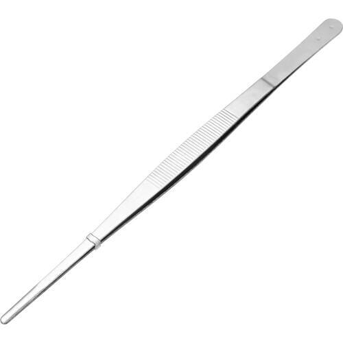 1Pcs 30cm Long Meat Clip Stainless Steel Food Tongs Straight Tweezers Kitchen Tool BBQ Forceps BBQ Silvery