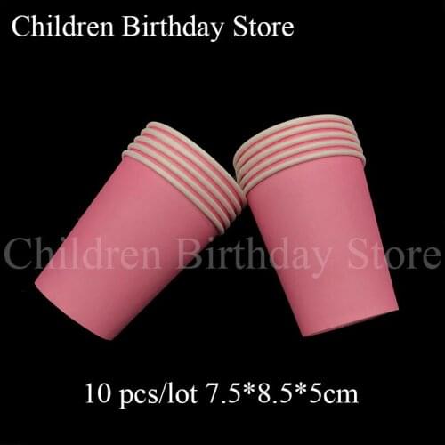 10pcs pink theme paper cups solid color disposable cups plain color theme birthday party decorations pink theme party cups