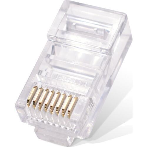 100Pcs rj45 connector 8P8C Modular Ethernet Cable Head Plug Gold-plated cat5e utp network 8pin unshielded modular cat5 terminals