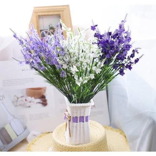 2PCS Artificial Lavender Flower Lifelike Faux Flower Wedding Bouquet Party Decoration Office Vase Simulation Lavender Home Decor