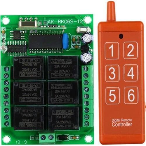 433MHZ Universal Wireless Remote Control smart Switch DC12V 6CH Relay Receiver Modul RF Remote controller with usb interface