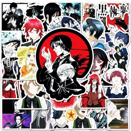 50 PCS Anime Black Butler Stickers Aesthetic Aesthetic For Skateboard Fridge Guitar Laptop Motorcycle Sticker