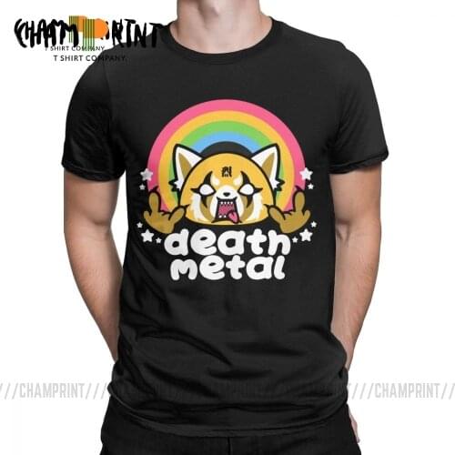 Death Metal Aggretsuko Men T-Shirts Aggressive Retsuko Funny Cotton Tee Shirt Short Sleeve T Shirt Birthday Present Clothes