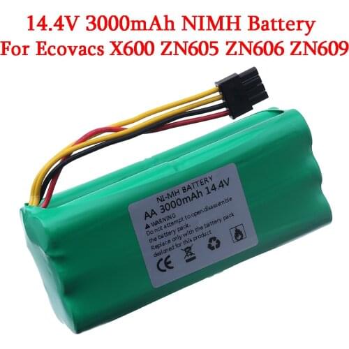 14.4V Ni-MH AA Rechargeable battery Pack 3000MAH for Ecovacs Deebot Deepoo X600 ZN605 ZN606 ZN609 Midea Redmond Vacuum Cleaner