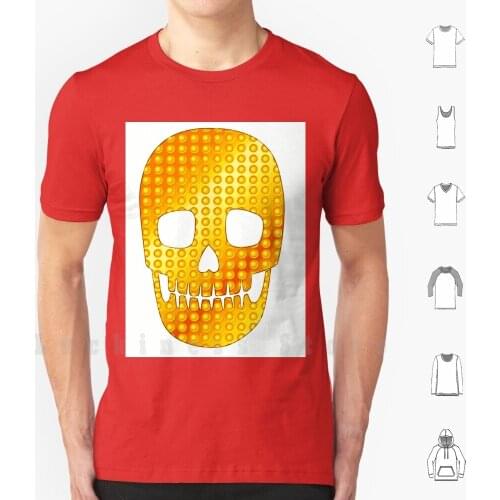Golden Skull-White T Shirt DIY Cotton Big Size S-6xl Skull Golden Modern Fresh Cute Novelty Colorful Happy Bold Vector Graphic