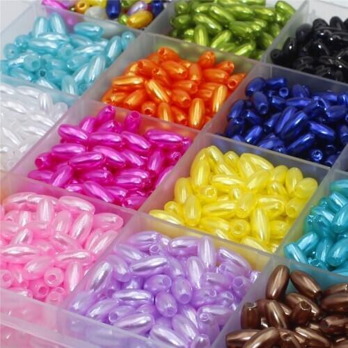 4x8mm 6x12mm Straight Hole Oval Imitation Pearl Beads Plastic Spacer Ball Rice Beads for Jewelry Making DIY Crafts Decoration