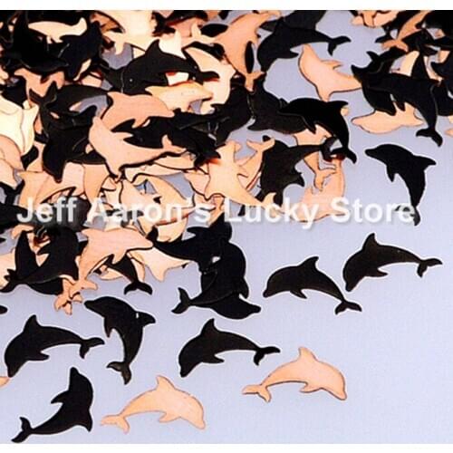 Black metal nail foil decals For 3d nail art decorations tools nail sequin dolphin design