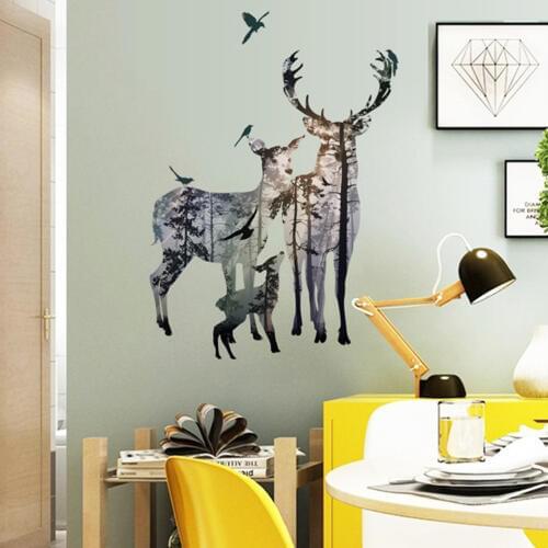 European Style DIY Forest Deer Vinyl Art Wall Stickers Wall Decal Removable Wall Sticker Decoration for Study Living Room Kids