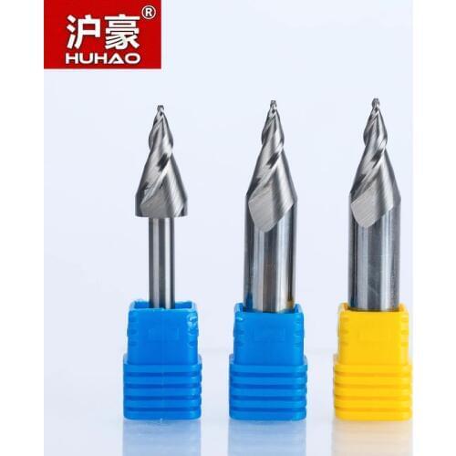 HUHAO 1pc 6mm 12mm mini Engraving bits Chamfer End Mill For Acrylic glassfiber Plywood CNC milling cutter router bits for wood