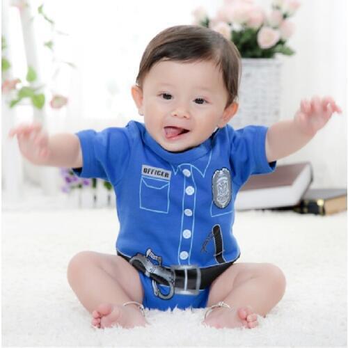 2017 Summer baby boys bodysuits baby shortalls Police baby boy clothes jumpsuit ropa de bebe