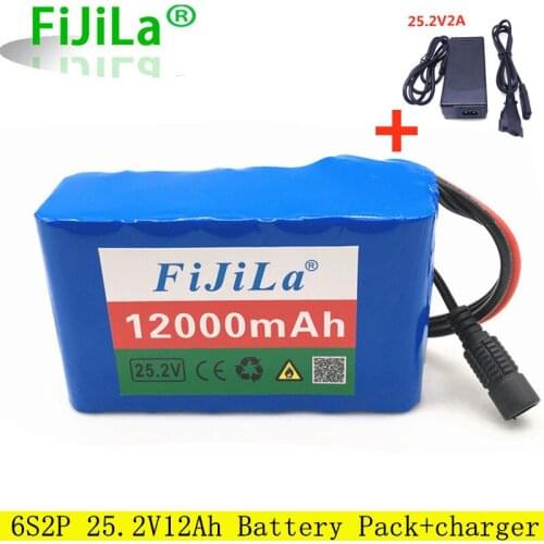 24V 12.0Ah 6s2p 18650 lithium-ion battery pack 25.2v 12000mAh electric bicycle moped lithium-ion battery pack with BMS + charger