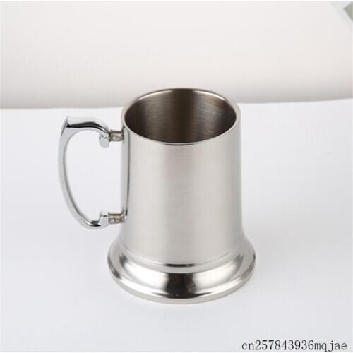 10pcs 16oz Double Wall Stainless Steel Mugs Beer Mug Wine Tumblers Beer Glass with Metal Handles