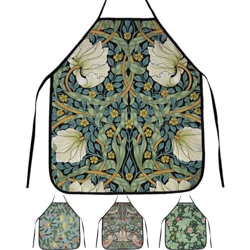 Vintage Pattern Cooking Apron Kitchen for Woman Men Baking Accessories Chef Cafe Kitchen Apron Adult BBQ Bibs Apron Customize