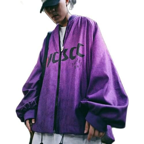 2021 Spring Men Oversize Zipper Jacket Hip Hop Casual Loose Print Coat Fashion Chic Bomber Jacket Baseball Uniform For Couples