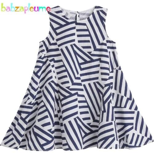 Summer Children Dresses Korean Fashion Stripe Print Sleeveless Cotton Girls Boutique Outfits Baby Dress For Kids Clothes BC2074