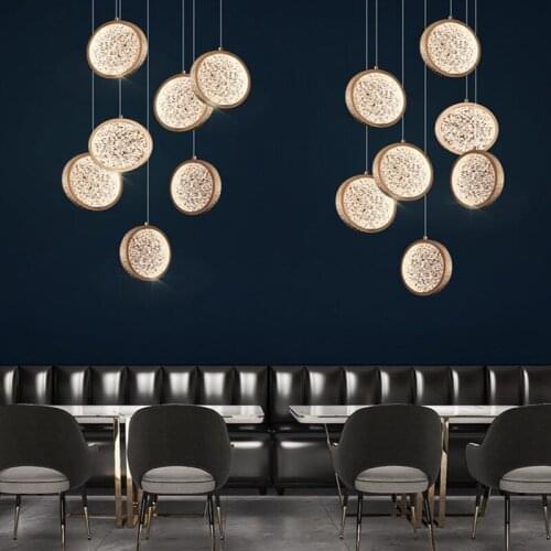 Kitchen Chandelier Lighting Living Room Bedroom Bedside Gold Stair Hanging Lamp New Design Round Indoor Lighting