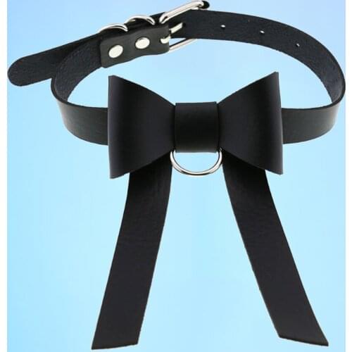 Fashionable and lovely temperament personality big bow is acted the role of leather collar necklace
