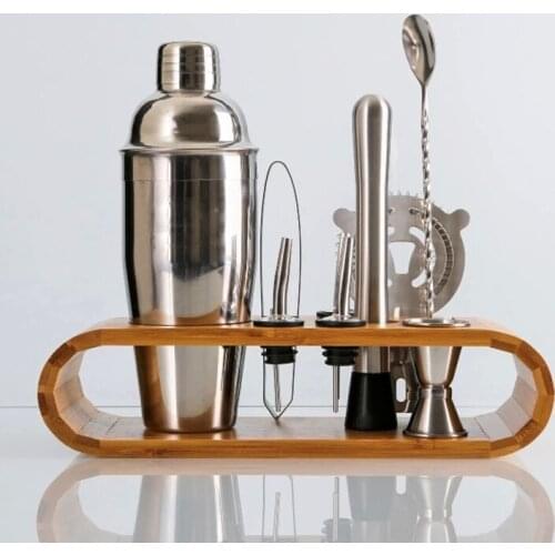 Barware Set Stainless Steel Cocktail Shaker Mixer Drink Bartender Browser Kit Bars Set Tools With Wine Rack Stand
