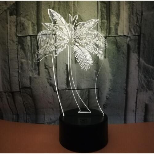 3D LED Night Light Palm Tree Leaf with 7 Colors Light for Home Decoration Lamp Amazing Visualization Optical Illusion Awesome