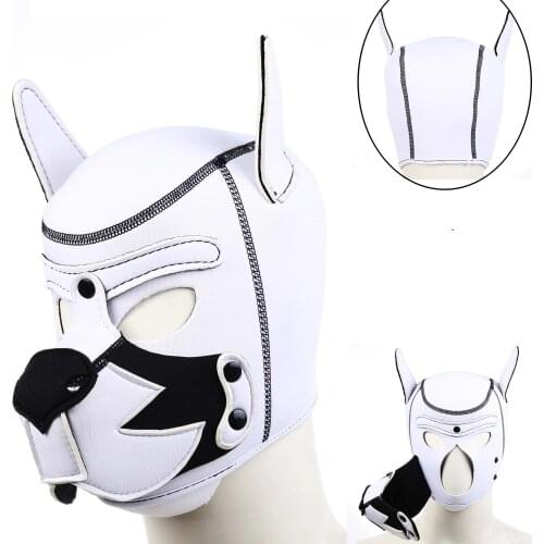 New Party Masks Pup Role Play Dog Bondage Set With Restraints Hood Collar Adults Game Fantasy Harness Club Costumes Prop