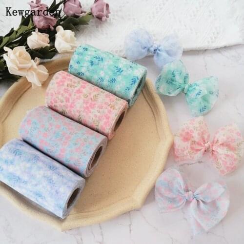 Kewgarden Wholesale 12cm Flower Chiffon Organza Ribbon DIY Make Bows Hair Accessories Handmade Tape Carfts Gift Packing 25 Yards